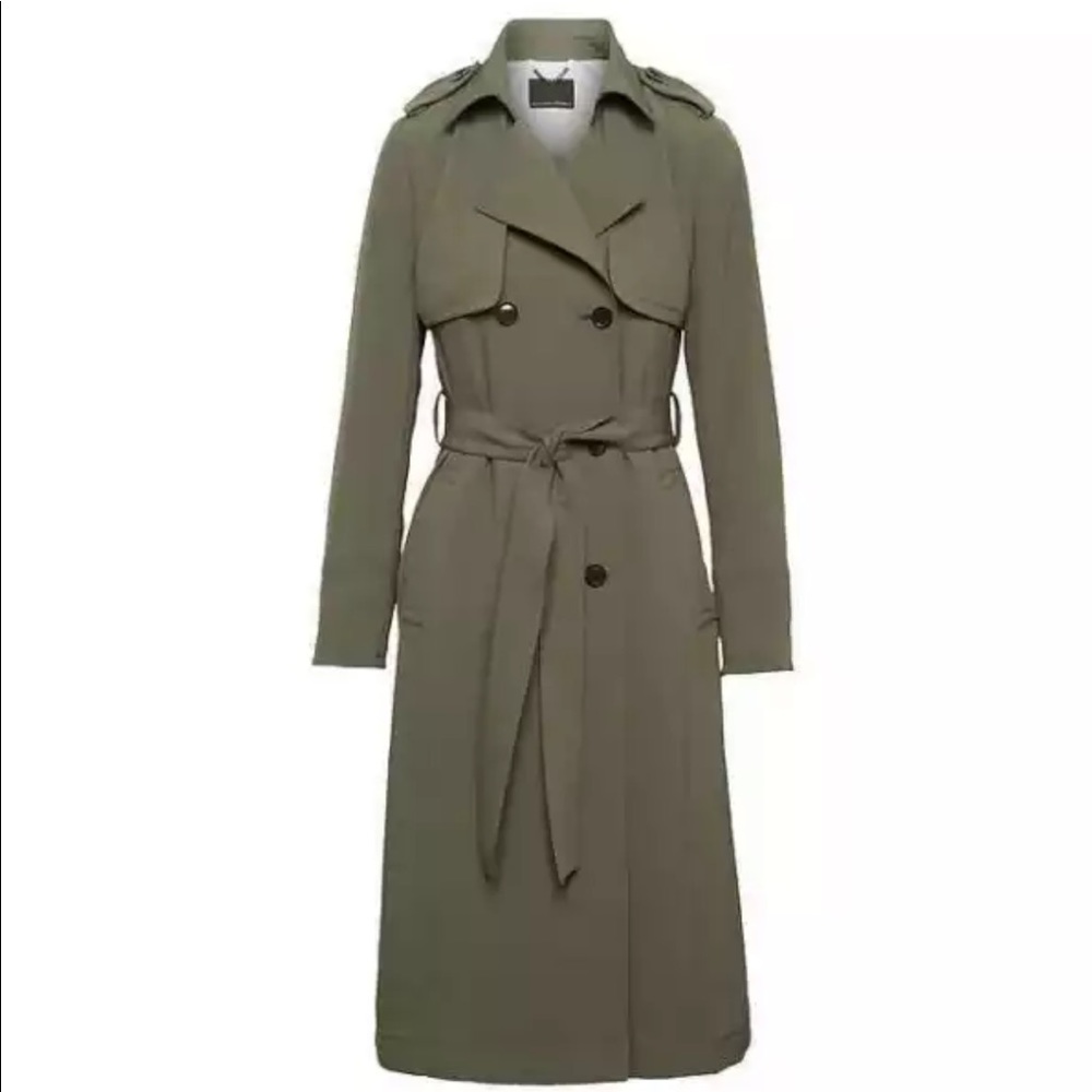 NWT NEW BANANA REPUBLIC MAXI TRENCH COAT DARK OLIVE GREEN
